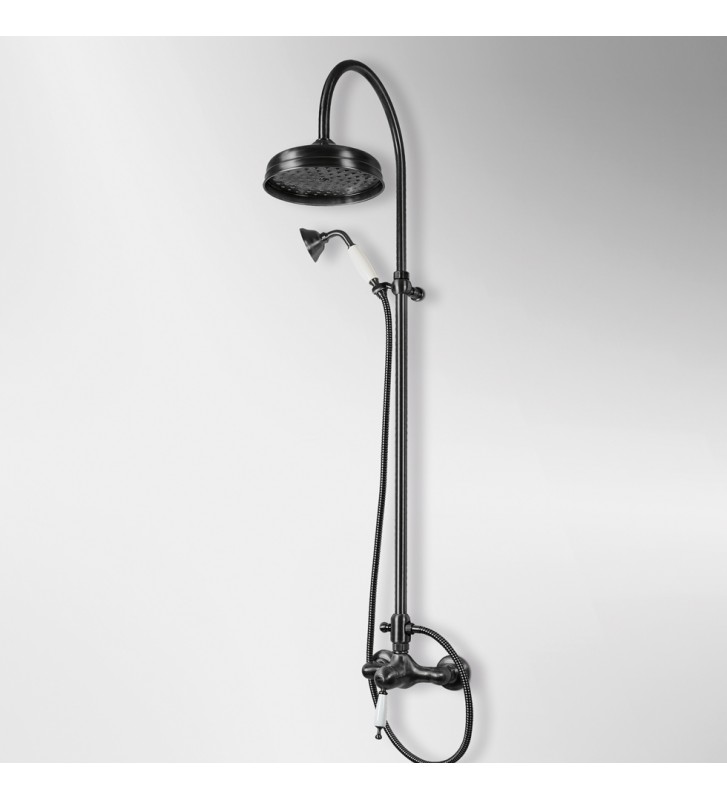 Black Matt Bugnatese Oxford Retro Shower Column With Battery & Tilting Head & Phone Holder (CD6336-400)
