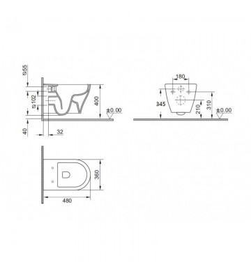 Λεκάνη Κρεμαστή Rimless Λευκή Inter Ceramic ICC 4863NEW με Κάλυμμα Slim Soft Closing Duroplast