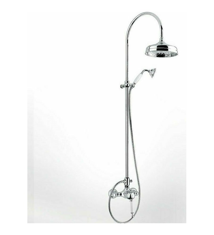 Retro Chrome Bugnatese Oxford Shower Column With Faucet & Tilting Head & Phone Holder (CD6336-100)