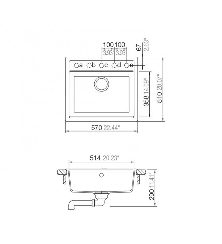 Νεροχύτης Ένθετος Schock Cristadur Mono 83,8x53cm