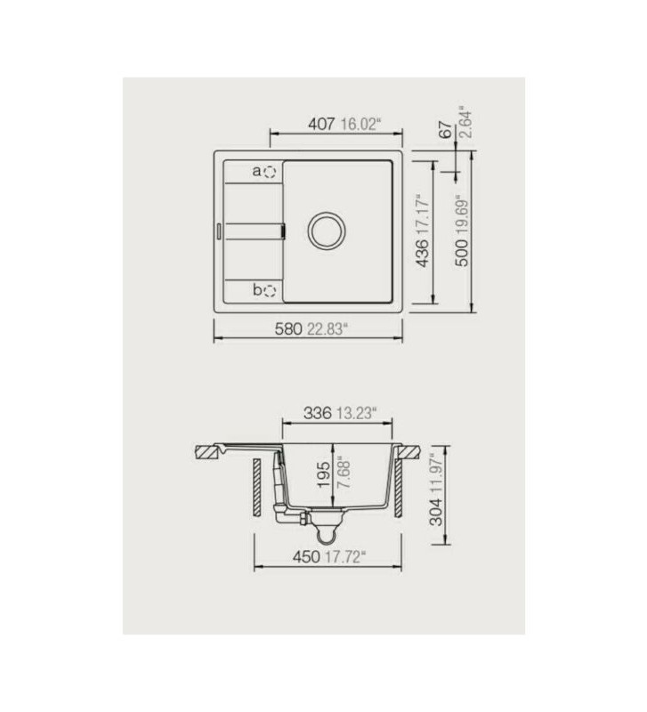 Νεροχύτης Ένθετος Schock Cristalite Manhattan με Μία Γούρνα και Ποδιά 78x50cm