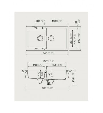 Νεροχύτης Ένθετος Schock Cristalite Manhattan με Δύο Γούρνες 86x50cm