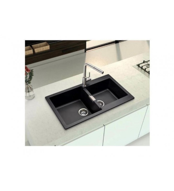 Νεροχύτης Ένθετος Schock Cristalite Manhattan με Δύο Γούρνες 86x50cm