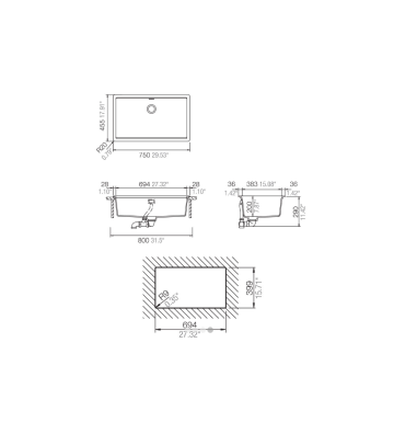 Νεροχύτης Υποκαθήμενος Schock Cristalite Manhattan 75x45,6cm