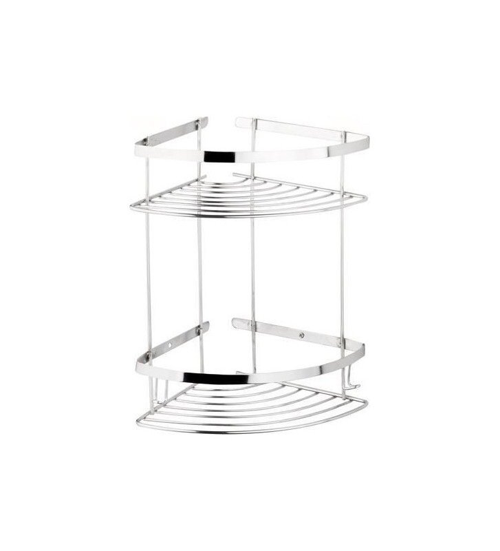 Ραφιέρα Μπάνιου Διπλή Inox SS304 Γωνιακή Επιτοίχια Tema  18x18x31 cm