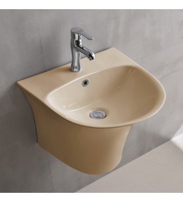 Porcelain Bathroom Sink Wall Hanging Beige Matte Inter Ceramic ICC 4746BEIGE
