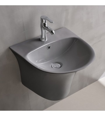 Porcelain Bathroom Sink Wall Hanging Gray Matt Inter Ceramic ICC 4746MG