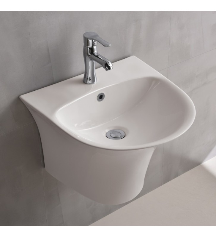 Νιπτήρας Μπάνιου Πορσελάνης Επιτοίχιος Κρεμαστός Λευκός Ματ Inter Ceramic  ICC 4746MW