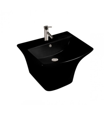 Porcelain Bathroom Sink Wall Hanging Black Glossy Inter Ceramic ICC 5345 BLACK