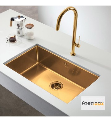 Fortinox Squadro Gold Brushed PVD Undermount Sink (74x44cm)