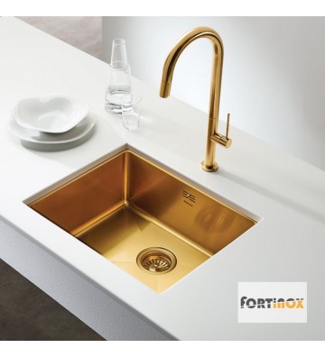 Fortinox Squadro Gold Brushed PVD Undermount Sink (54x44cm)