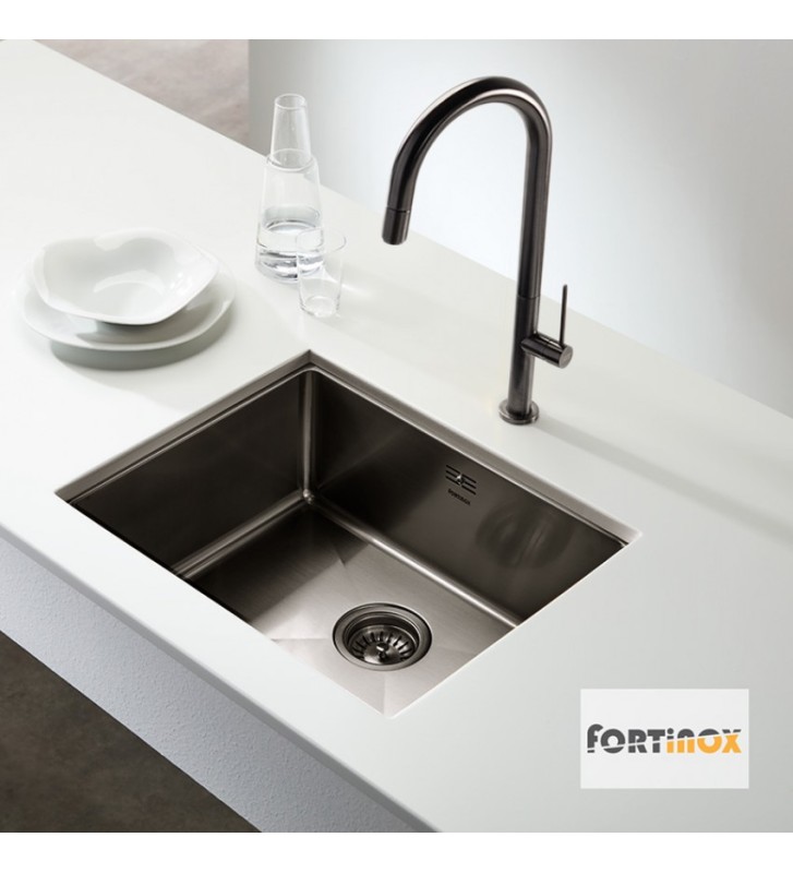 Νεροχύτης Υποκαθήμενος Fortinox Squadro Black Brushed PVD  (54x44cm)