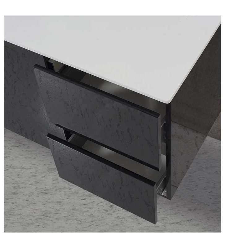 Venus Mabo MDF Lacquered Bathroom Furniture, Base, Corian Cover, Mirror & Cabinet