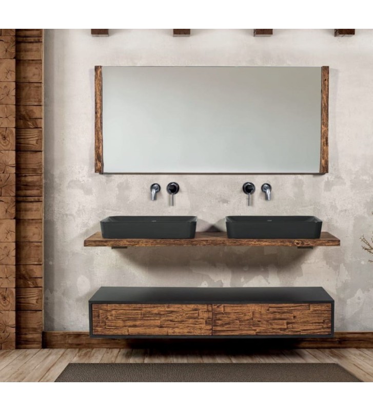 Solid Oak Bathroom Furniture with Plywood Elements Ariadne 160cm
