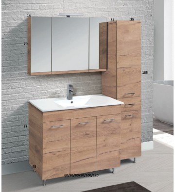Apia Laminate Bathroom Furniture 80cm in 15 Shades Base, Washbasin, Mirror-Hide Cabinet & Column
