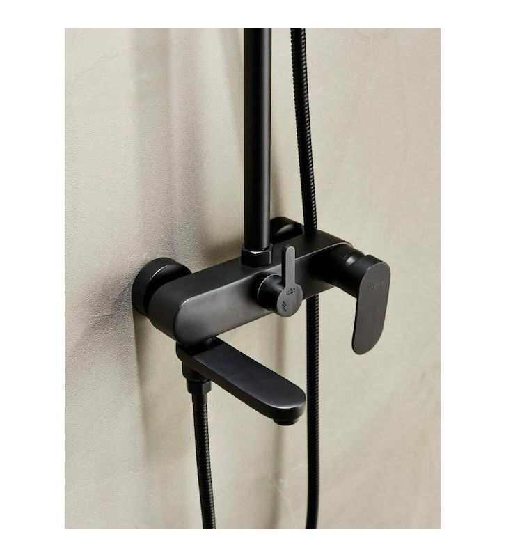 Στήλη Ντους Επεκτεινόμενη Με Μπαταρία Λουτρού Tema Roma Black Matt 3 Εξόδων