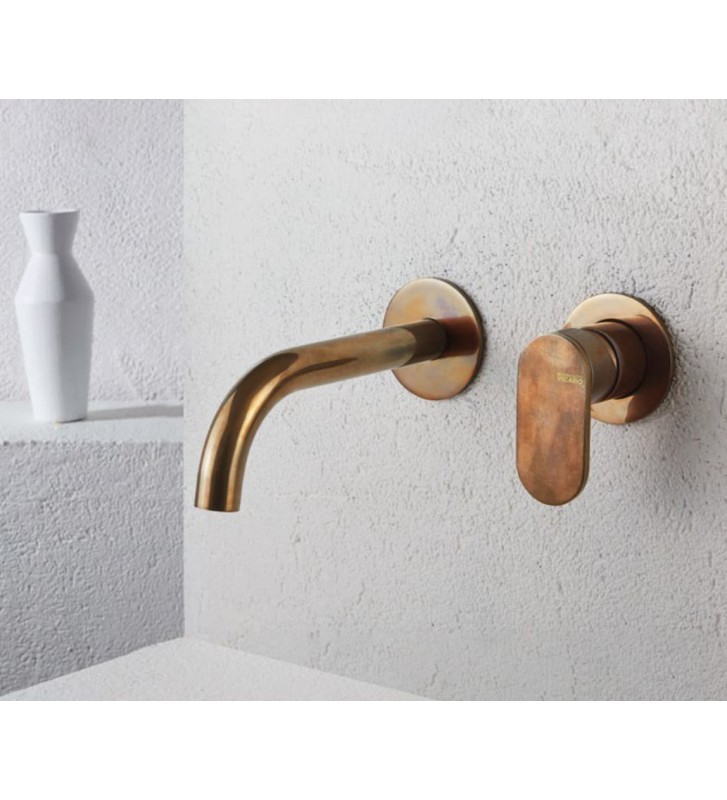 Εντοιχιζόμενο Σετ Νιπτήρος Μίκτης & Στόμιο Inox Natural Brass Armando Vicario Slim 1 Εξόδου (500045-225)