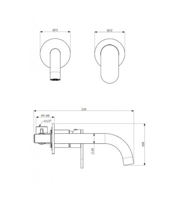 Inox Natural Brass Armando Vicario Slim Built-in Sink Faucet & Spout Set 1 Outlet (500045-225)