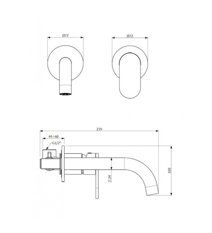 Διαστάσεις εντοιχιζόμενης μπαταρίας νιπτήρα μπάνιου natural brass armando vicario