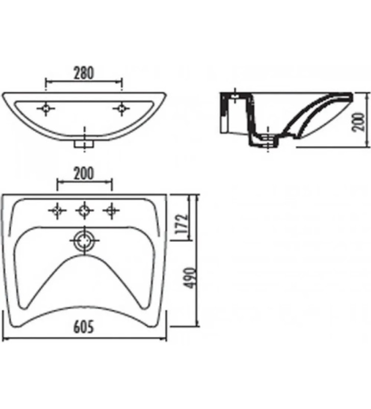 Νιπτήρας Μπάνιου Κρεμαστός Creavit AMEA (60x50)  (BD060)