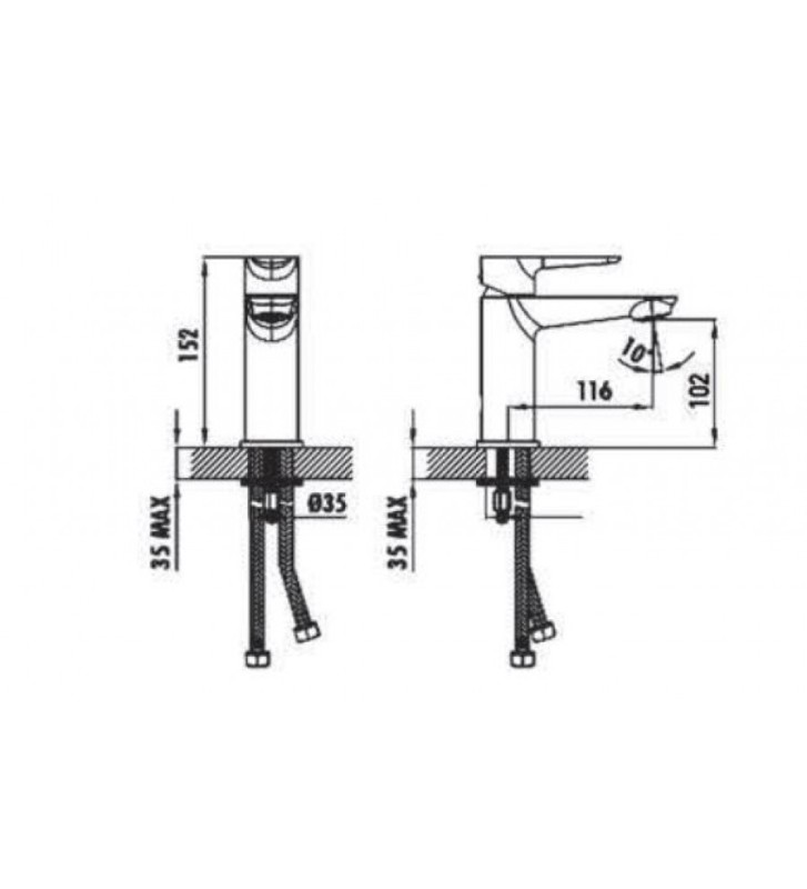Μπαταρία Νιπτήρα Tema Roma Μαύρη Ματ (61030-1Ν)