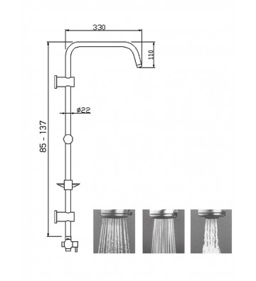 Tema Tondo Shower Column Extendable with Battery (53230-3)