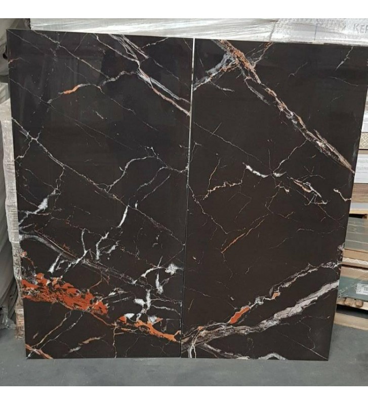 Romano Black Rett 1st Grade Black Glossy Porcelain Tile - Granite 60×120cm