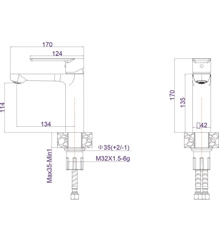Inter Ceramic Marsilia Washbasin Faucet Chrome Brushed ICF 111320BS