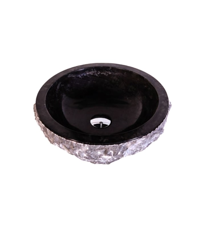 Νιπτήρας Επιτραπέζιος Πέτρινος Bati Stoone Meteor Black Ø40cm x 15cm