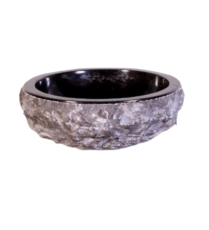 Νιπτήρας Επιτραπέζιος Πέτρινος Bati Stoone Meteor Black Ø40cm x 15cm