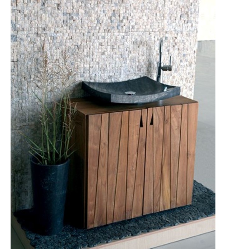 Bati Stoone Piring Gray-Black Countertop Stone Washbasin 50x40x12cm