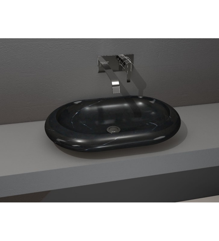 Bati Stoone Ovalite Gray-Black Countertop Stone Washbasin 55x40x13cm