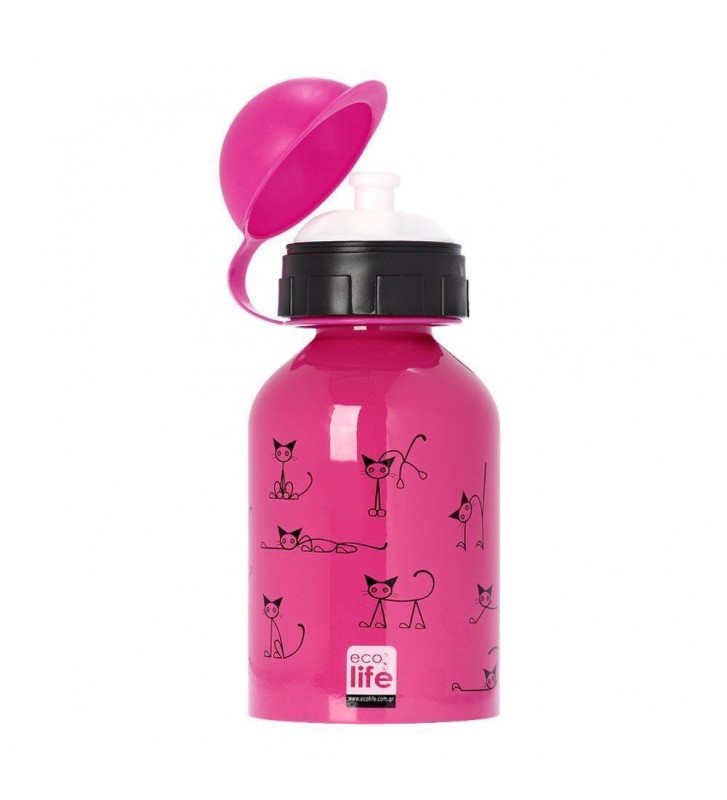 Παιδικό Ανοξείδωτο Μπουκάλι Ecolife Κids Cats 400ml