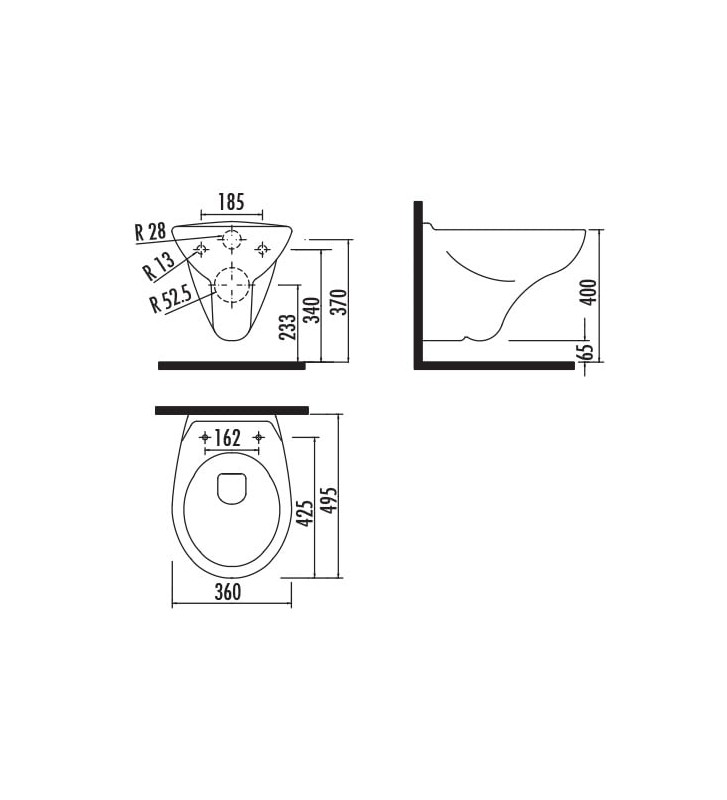 Λεκάνη Κρεμαστή  Creavit APOLLO με Κάλυμμα Thermoplast (TP320)