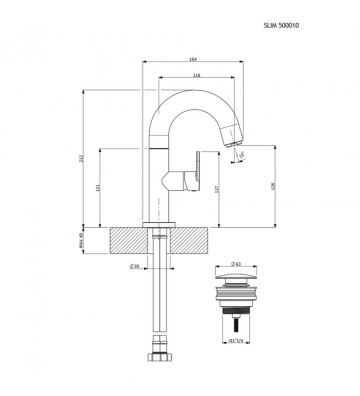 Basin mixer Armando Vicario Slim Antique Brass (Bronze Brushed) (500010-221)