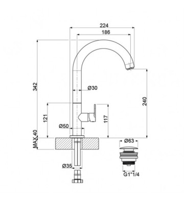 Μπαταρία Νιπτήρα Ψηλή Αναμεικτική  Armando Vicario Slim Antique Brass (Bronze Brushed) (500041-221)