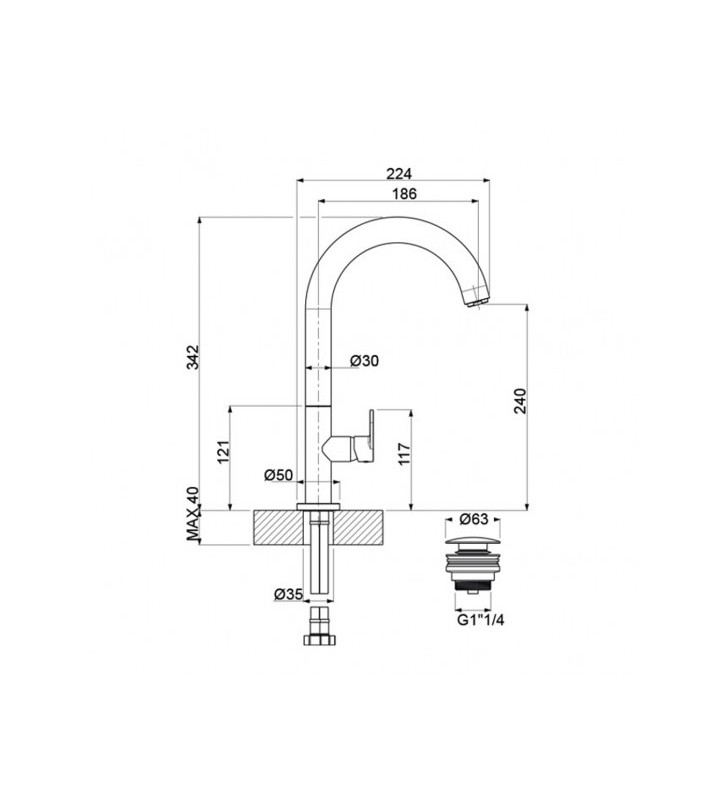 Μπαταρία Νιπτήρα Ψηλή Αναμεικτική  Armando Vicario Slim Antique Brass (Bronze Brushed) (500041-221)