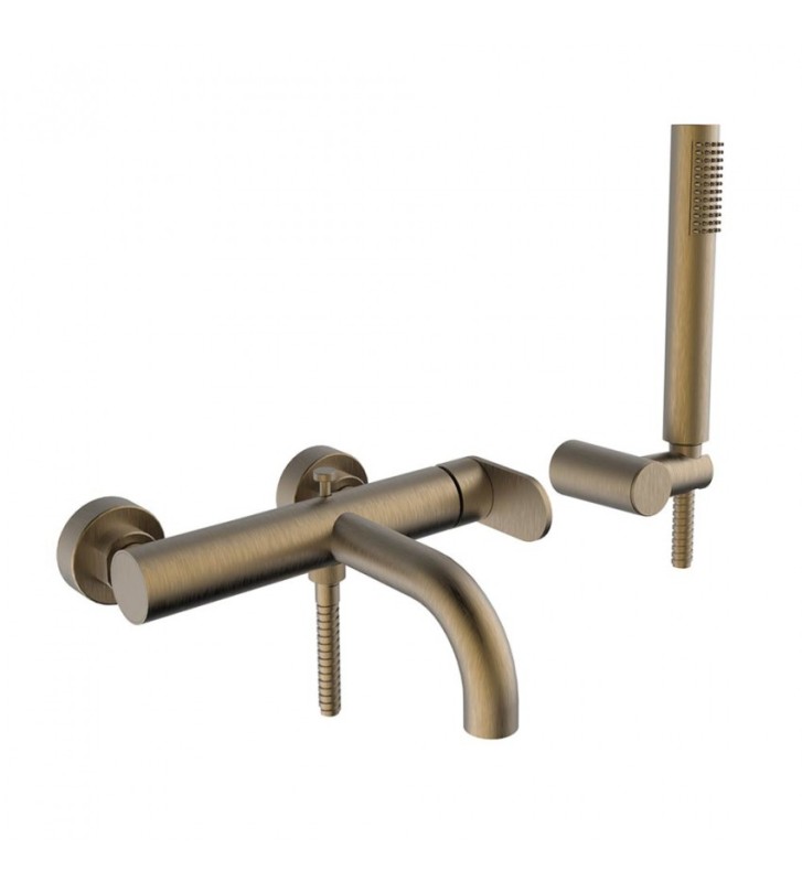 Μπαταρία Λουτρού - Μπανιέρας  Armando Vicario Slim Antique Brass (Bronze Brushed) με Τηλέφωνο και Άθραυστο Σπιράλ (500100-221)