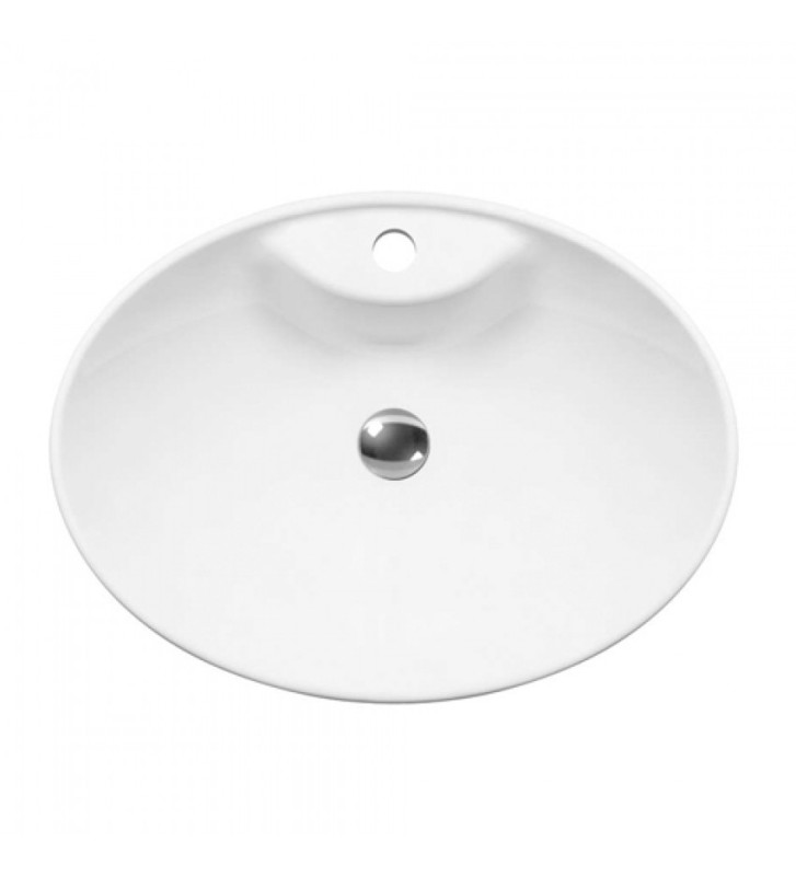 Tabletop White Porcelain Sink With Serel Faucet Hole 55 x 41 cm (CH34-300)