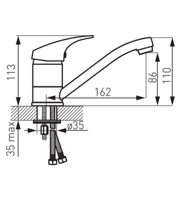 Washbasin faucet with long Rouxuni Ferro One Chrome without valve BF02A Washbasin faucet with long Rouxuni Ferro One Chrome without valve BF02A