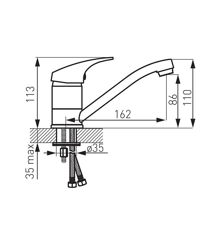 Washbasin faucet with long Rouxuni Ferro One Chrome without valve BF02A