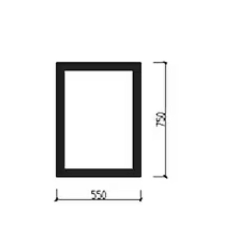 Simple Rectangular Mirror with Side Frame Sandblasting Tema Kare (55x75 cm)