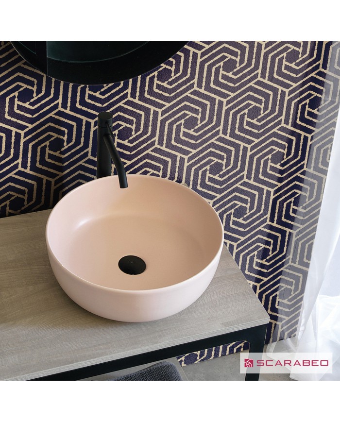 Νιπτήρας Πορσελάνης Επιτραπέζιος Scarabeo Glam Antique Pink Ø33 cm