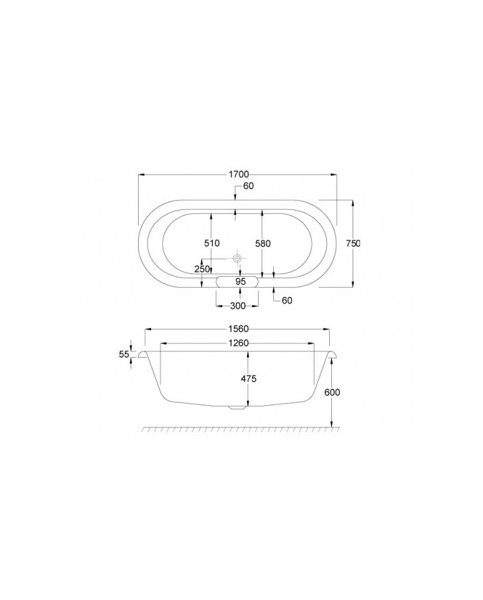 Freestanding bathtub Carron Ascoli 421FS (170x75cm)
