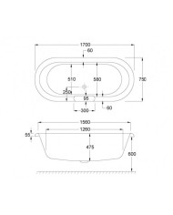 Freestanding bathtub Carron Ascoli 421FS (170x75cm)