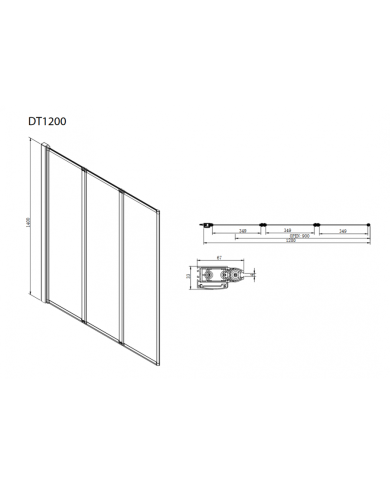 Τρίπτυχο Αναδιπλούμενο Διαχωριστικό Φύλλο Μπανιέρας Devon Primus Plus 120 x 140 cm
