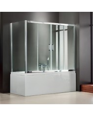 Bath Cabinet Transparent Sliding Doors Axis Slider 2+2 Chrome Height 140cm