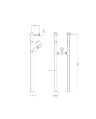 Επιδαπέδια Μπαταρία Λουτρού - Μπανιέρας Bugnatese Oxford με Πόδια Παροχής & Στήριξης