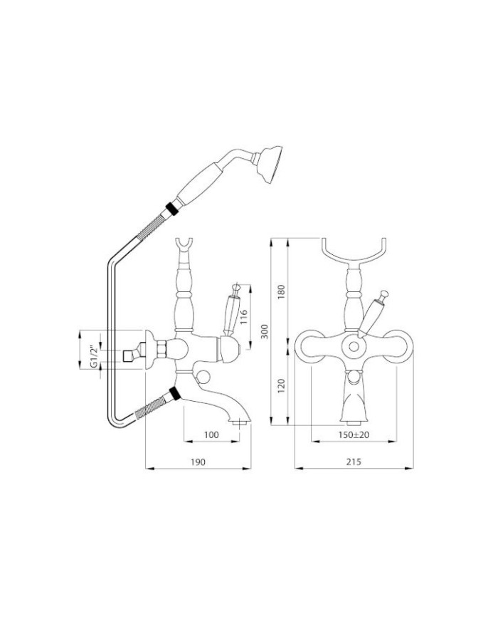 Επιδαπέδια Μπαταρία Λουτρού - Μπανιέρας Bugnatese Oxford με Πόδια Παροχής & Στήριξης