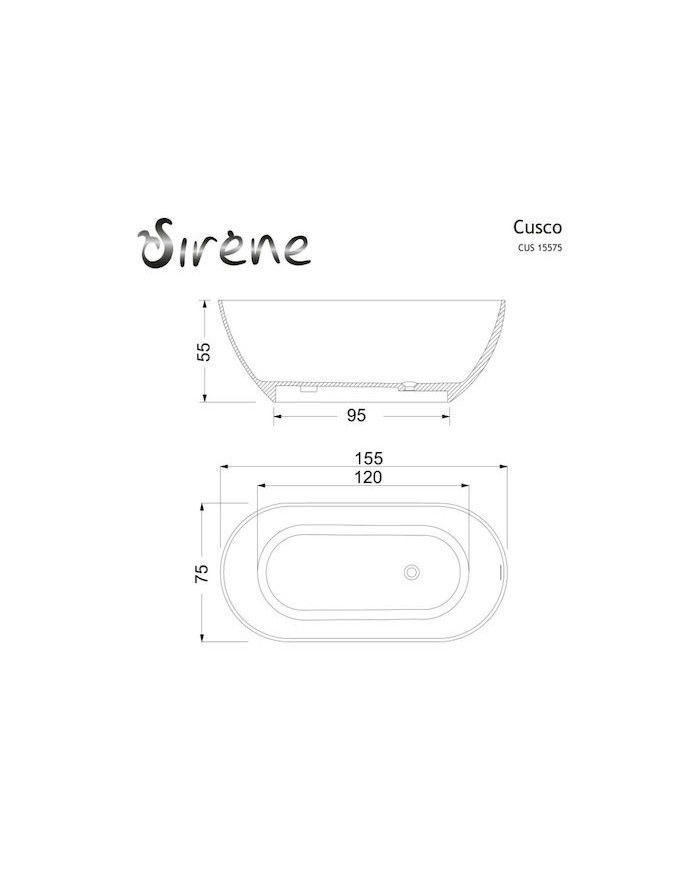 Μπανιέρα Ελεύθερης Τοποθέτησης από Χυτό Μάρμαρο Cusco Cast Marble White Matt (155x85cm)